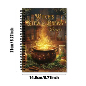 Vintage witch recipe notebook spiral journal A5 witchcraft magic spell book planner