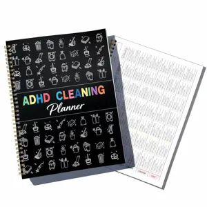 Agenda per pulizie ADHD con rilegatura a spirale, checklist giornaliera lavori domestici.