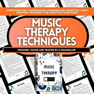 Music therapy notebook and psychological counseling cards for stress relief and mental wellness.