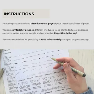 7-in-1 Zeichenübung Buch A5 Skizzen Vorlage Notizbuch für Anfänger und Künstler.