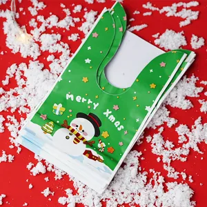 Christmas candy packaging bags rabbit ear design 50pcs cute snowman gift bags for holiday