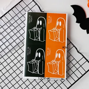 Autocollants fantôme Halloween DIY pâtisserie emballage étiquettes scellées mignon noir orange