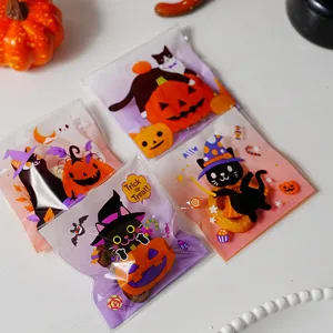 Halloween cellophane cookie bags 4-in-1 treat bags transparent candy gift packaging