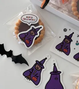 Cute Halloween witch die-cut stickers featuring spooky speech bubble designs for decoration.