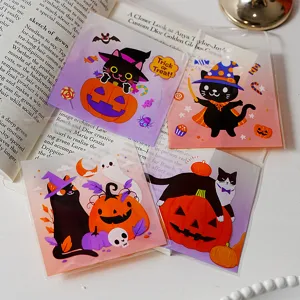Halloween cartoon black cat pumpkin transparent packaging bags gift cookie candy bags 4pcs