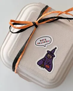 Halloween decorative cute witch stickers, festive waterproof decal for gifts, crafts, and party decor.