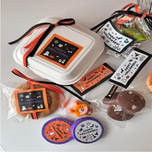 Halloween happy halloween square sticker labels for DIY candy gift bags cookie packaging decor