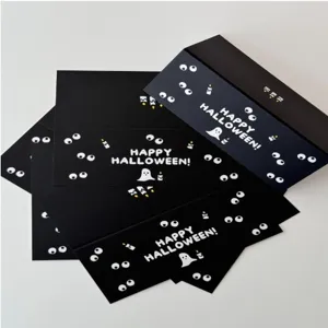 Halloween ghost eyes header cards packaging labels black spooky paper cards for holiday gifts