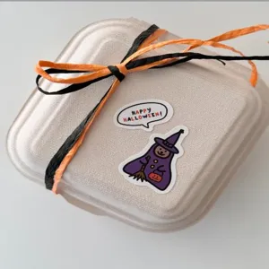 Halloween dialogue box stickers set, cute cartoon witch pumpkin design for gift wrapping and party.