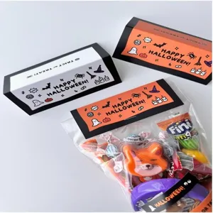Κάρτες κεφαλίδας Halloween για συσκευασία ζαχαρωτών με χαριτωμένα τρομακτικά σχέδια.