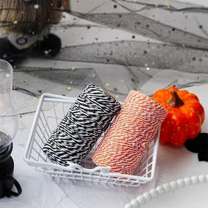 Ficelle de coton orange noir Halloween ruban cadeau DIY emballage cordon decoratif