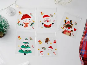 Christmas self-adhesive candy bags clear plastic pastry cookie bags mixed designs