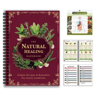 Natural healing handbook with herbal recipes, remedies, and wellness guides for daily health.