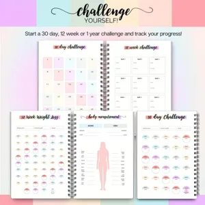 Inspirational weight loss fitness planner journal habit tracker 30 day 12 week challenge