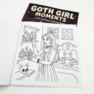 Goth girl coloring book for adults and teens featuring cute and easy gothic line art designs.