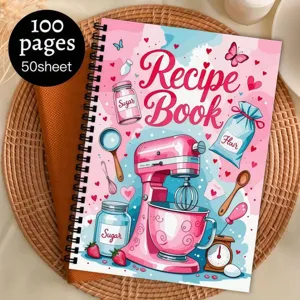 Quaderno di ricette rosa a tema cucina, perfetto per organizzare facilmente i tuoi appunti.