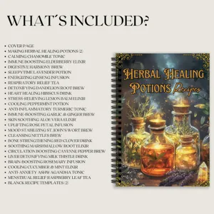 Herbal healing potions recipe notebook A5 spiral journal for herbalist magic lovers.