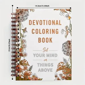 Libro da colorare devozionale botanico con rilegatura a spirale e citazioni di fede.