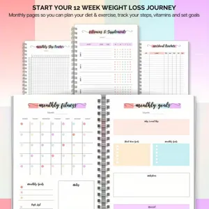 Detailed view of the fitness planner inner pages showcasing goal setting and workout tracking.