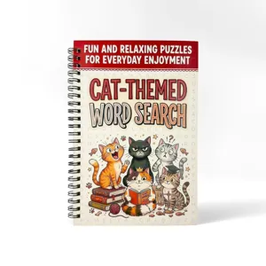 Leuk katten thema spiraal woordzoekers puzzelboek, ontspannend dagelijks activiteitennotitieboek.