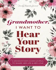 Grandmother guided journal memory book gift for grandma with watercolor floral design cover.
