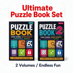 Set di 2 libri puzzle con giochi di logica, ricerca parole, cruciverba e sudoku per la mente.