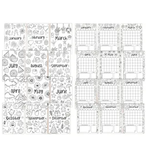2026 planner calendar coloring book with monthly doodle illustrations and grids for daily scheduling.