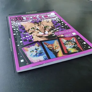 Detailed view of 50 cats pixel color by number painting book with white paper and size.