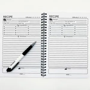 Blank recipe notebook spiral bound journal with pen for cooking and baking lovers DIY food