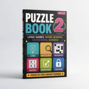 Vista dettagliata della copertina del libro di puzzle con giochi di logica e sudoku.