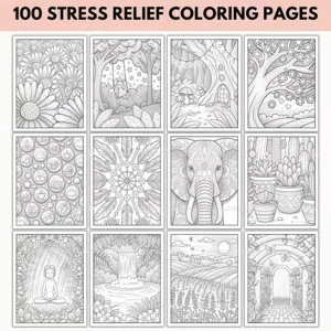 Adult coloring book stress relief 100 pages flower and landscape coloring pages for relaxation