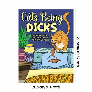 Funny adult coloring book featuring cute and mischievous cats for relaxation and stress relief.