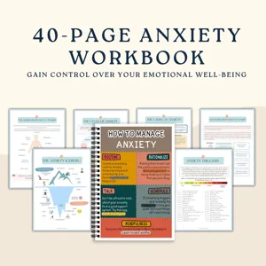 Cuaderno de ejercicios de ansiedad de 40 páginas para la salud mental y bienestar.