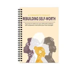 Detailed view of the therapist journal cover featuring self-worth recovery text and art.