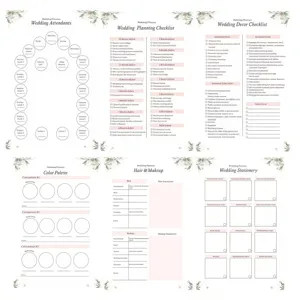 Printable wedding planner checklist template with elegant floral design for organization.