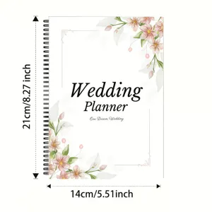Floral wedding planner notebook with spiral binding, elegant wedding to do list journal 21x14cm