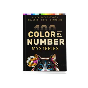 100 couleur par nombre mystères livre de coloriage pour adultes fond noir motifs grille.