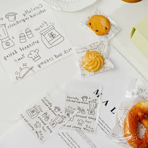 Bolsas de galletas transparentes autoadhesivas estilo Ins con lindos diseños de horneado.