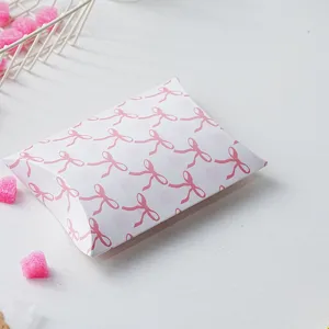 Pink bow pillow paper box sweet cookie gift packaging box detail view sweet style paper box