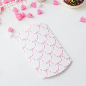 Pink bow pillow gift box packaging paper box for cookies and party favors sweet design.