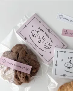 Sacchetti di imballaggio trasparenti in OPP per biscotti con carte e adesivi carini