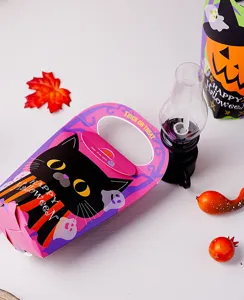 Halloween candy box cute black cat pumpkin paper gift box party favor treat containers