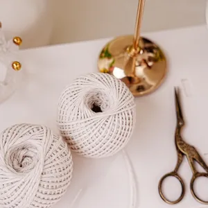 White DIY packaging cotton rope twine ball, 2mm thick thread for handmade crafts and gift tagging.