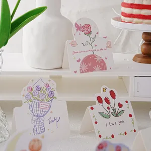 Ensemble de cartes de vœux esthétiques avec illustrations florales et textes en anglais.
