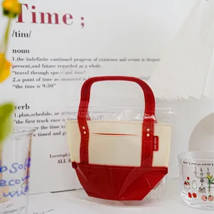 Cookie packaging plastic bag with handle for gift sealing storage pouch detail view