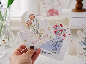 Bel ensemble de cartes de vœux tulipes pour fête des profs cadeau décoration et messages.