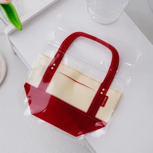 Transparent plastic cookie bag handbag shape sealing pouch gift packaging detail view