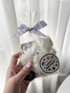 Round cartoon birthday sealing sticker for gift packaging, cute decorative party labels.