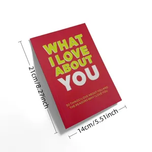What I Love About You journal book detail view showing dimensions and red cover design.