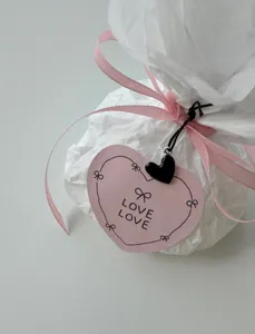 Ins style hand-drawn bow heart sticker gift decoration, cute aesthetic stationery and party supply.